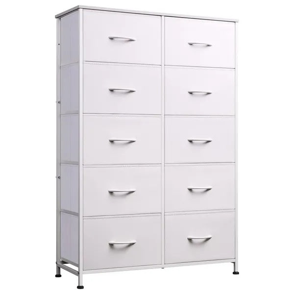 Bedside Table For Bedroom With 10 Fabric Drawers Storage Cabinet Steel Frame Closet For Clothes Storage Display Cabinet