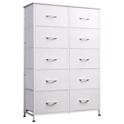 Bedside Table For Bedroom With 10 Fabric Drawers Storage Cabinet Steel Frame Closet For Clothes Storage Display Cabinet