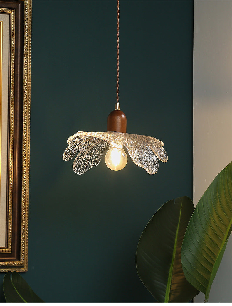 Vintage Flower Brass Glass Chandelier