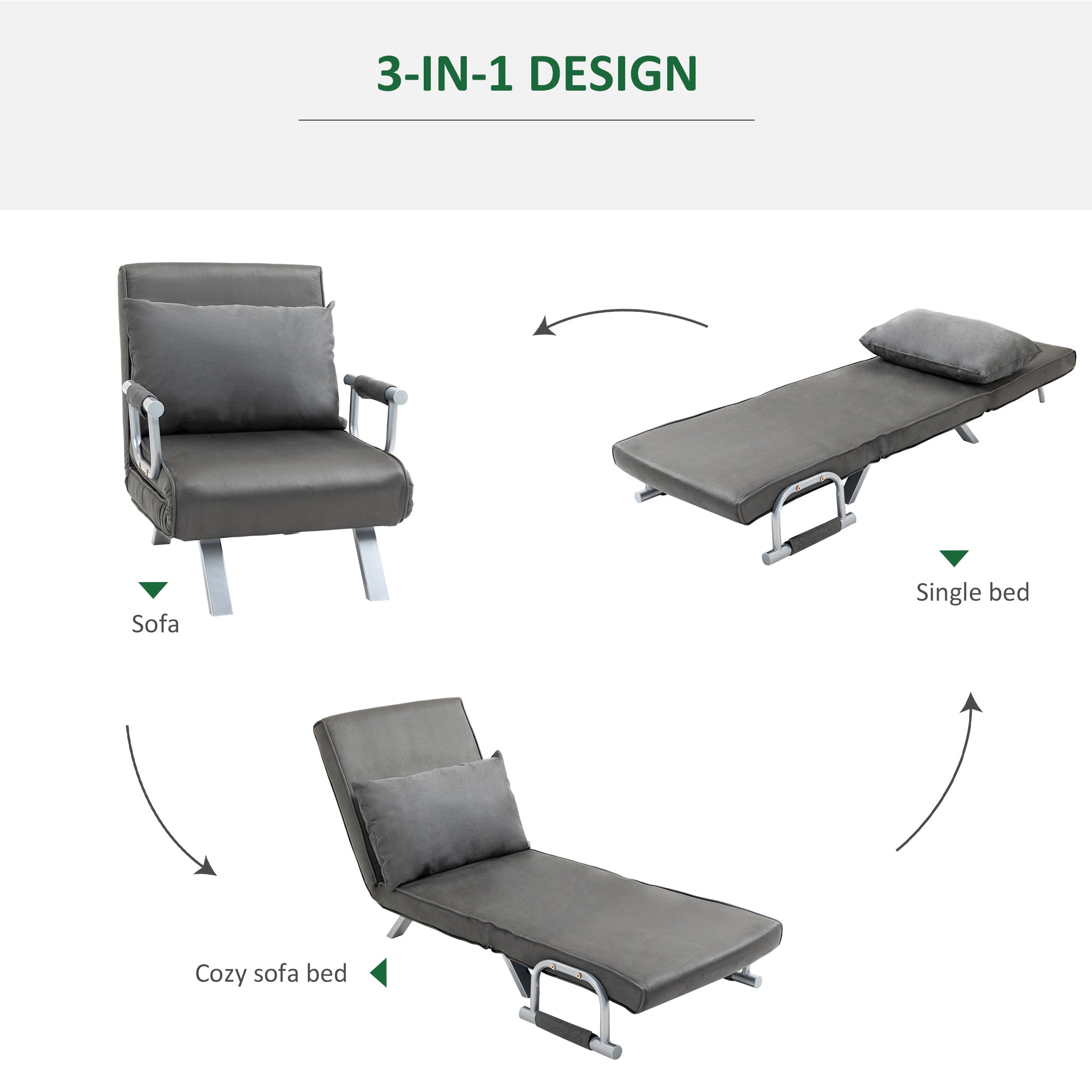 Dark Grey Sleeper Chair
