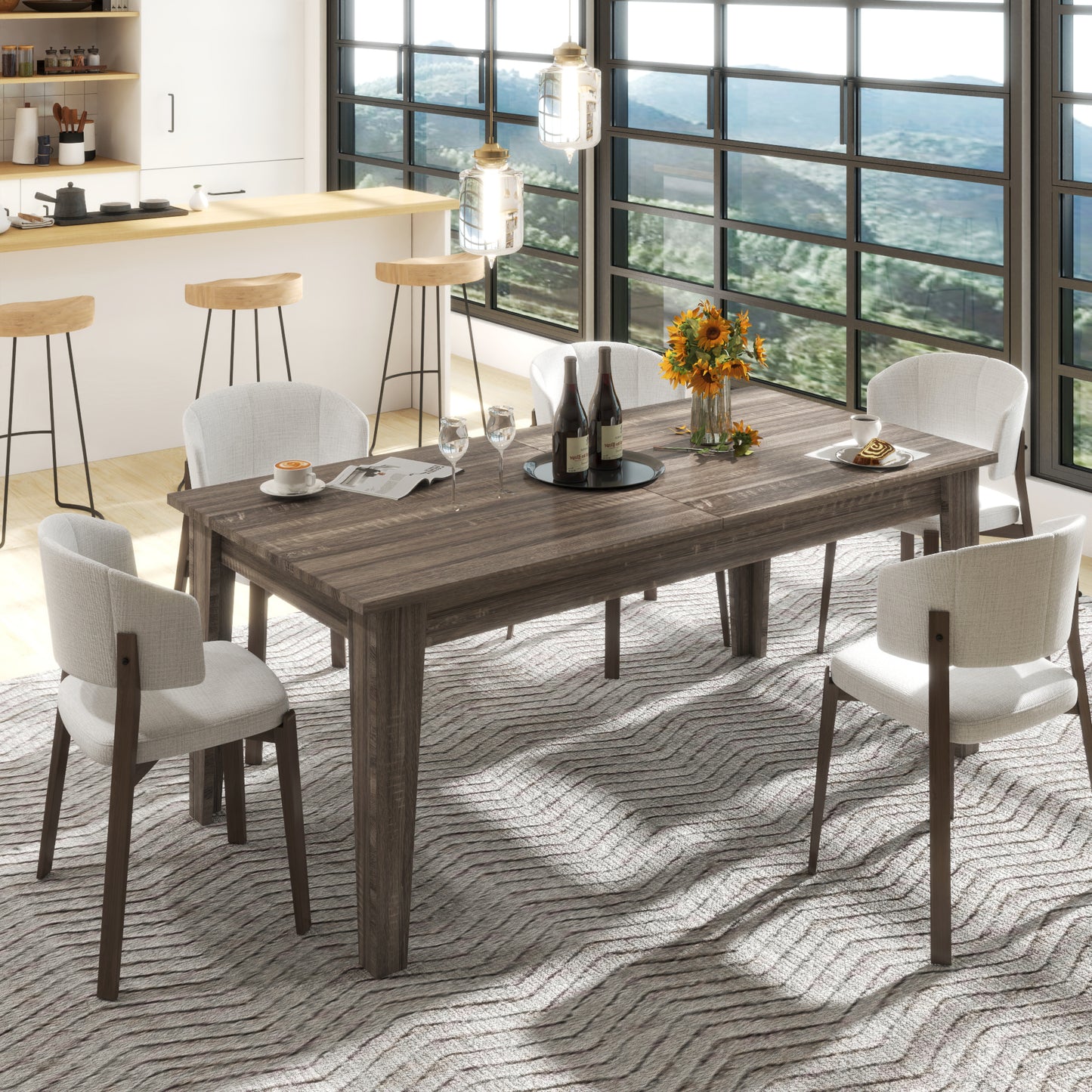 Dining Table,106.3 In Large Extendable Kitchen Table