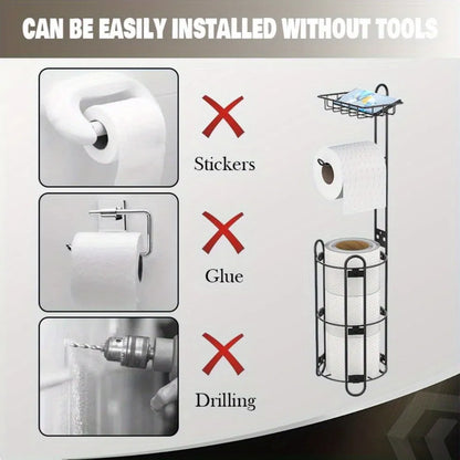 Toilet Paper Holder With Shelf, Bathroom Freestanding Toilet Paper Holder, Clearance Disposal