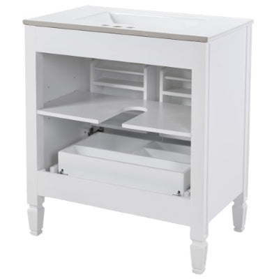 Vintage White Bathroom Vanity with Ceramic Sink