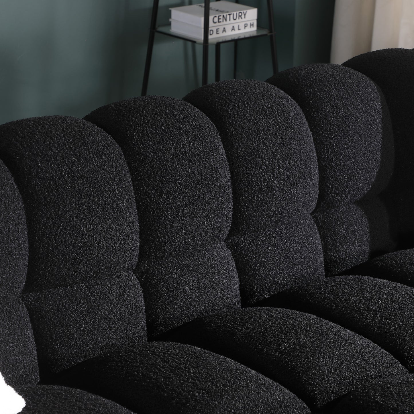 62.2length ,35.83inch Deepth ,human Body Structure For USA People, Marshmallow Sofa,boucle Sofa ,BLACK Color, 2 Seater