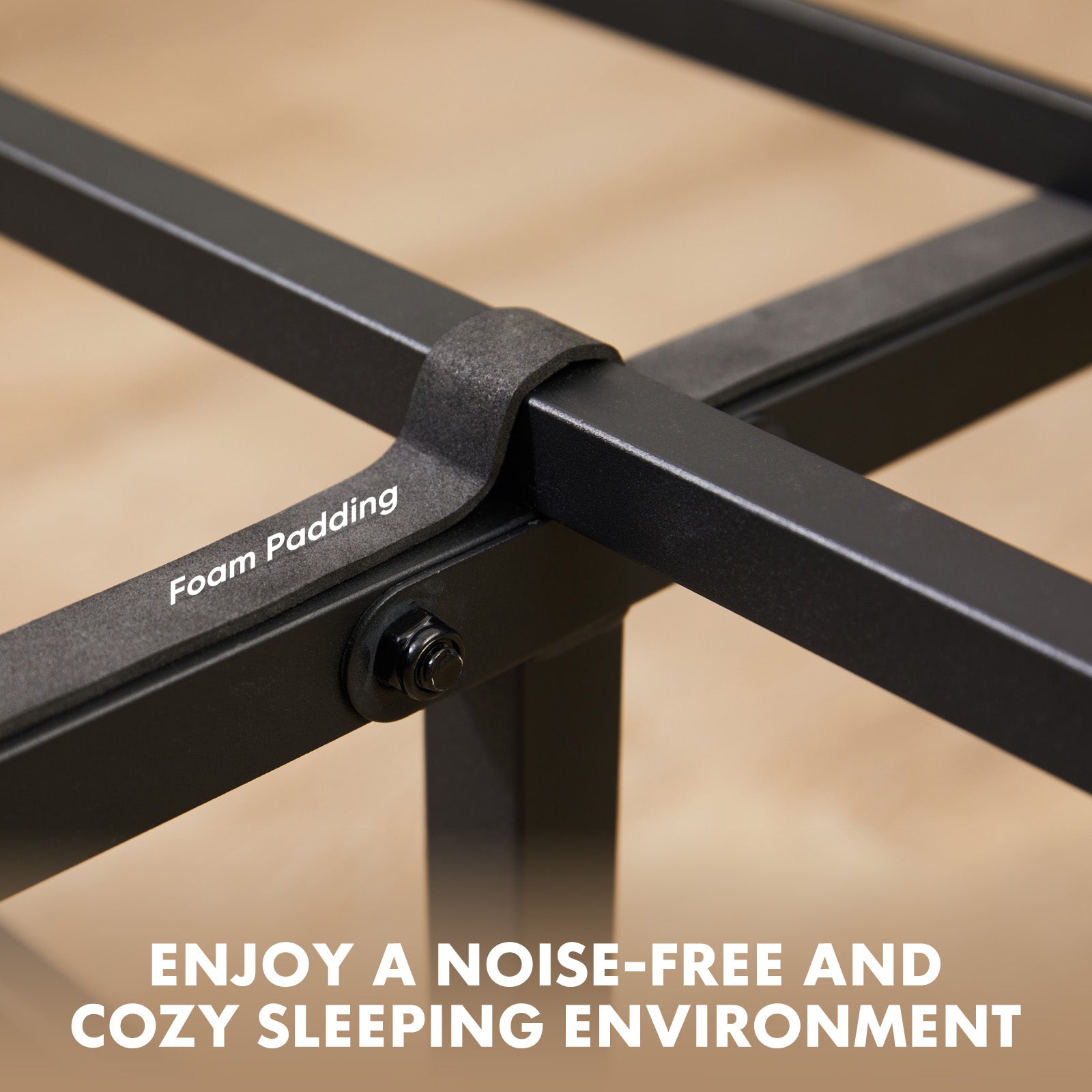Black Metal Platform Bed Queen Under-Bed Storage