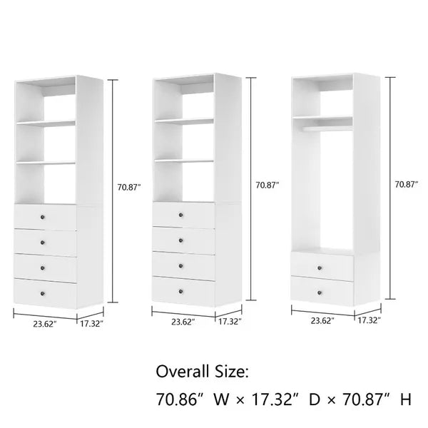 Freestanding White Wardrobe Closet