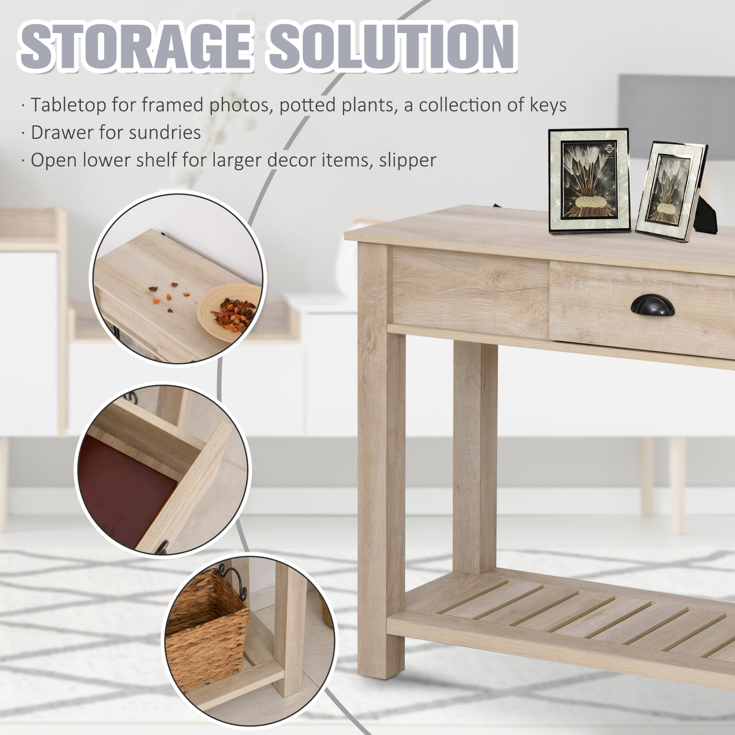 Console Side Entryway Table with Storage Drawer