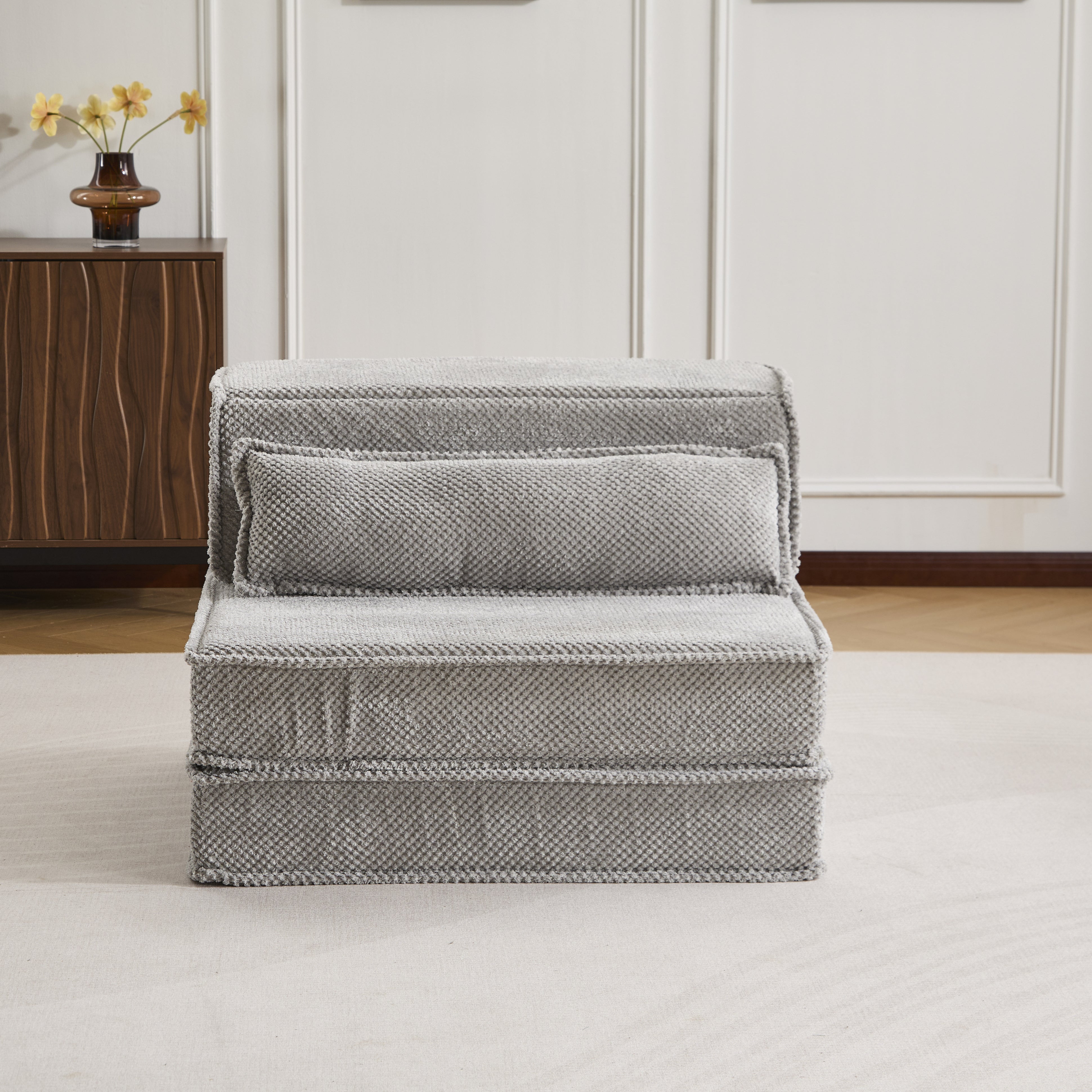 Grey Fleece Floor Sofa