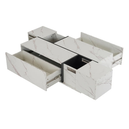 Rectangular Sliding Top Coffee Table With 2 Drawers And 2 Hidden Storage For Living Room 47.2