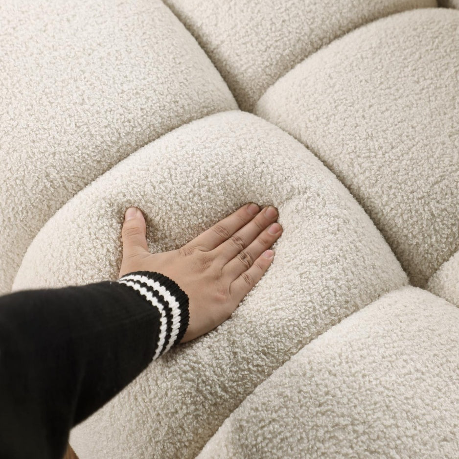64.96 Length ,35.83inch Deepth ,human Body Structure For USA People, Marshmallow Sofa,boucle Sofa ,2 Seater, BEIGE BOUCLE