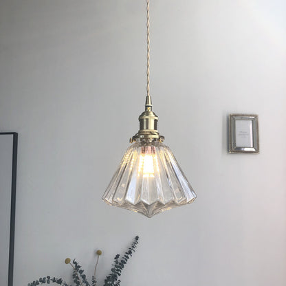 Japanese-style Brass And Glass Pendant Light