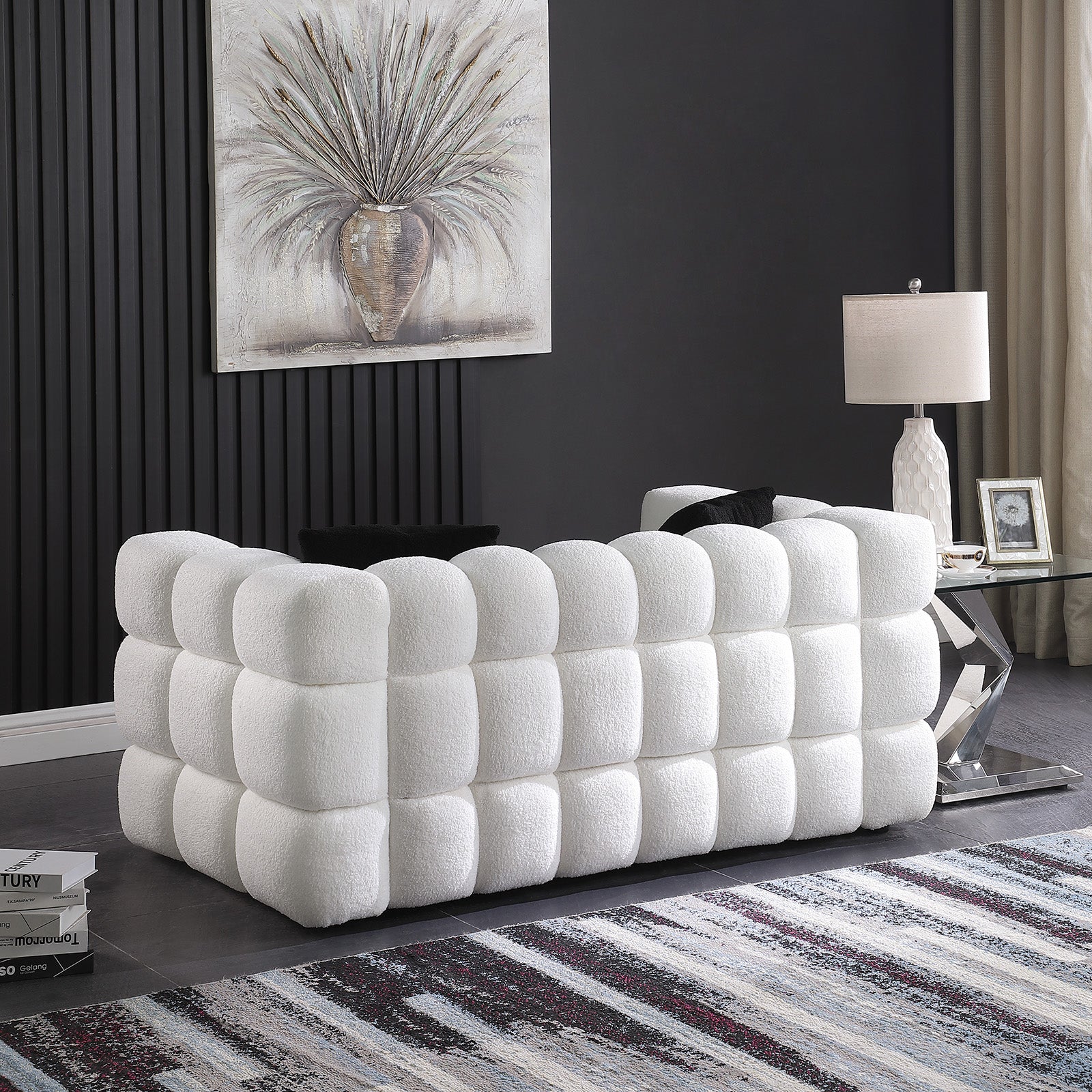 White Boucle 2-Seater Sofa