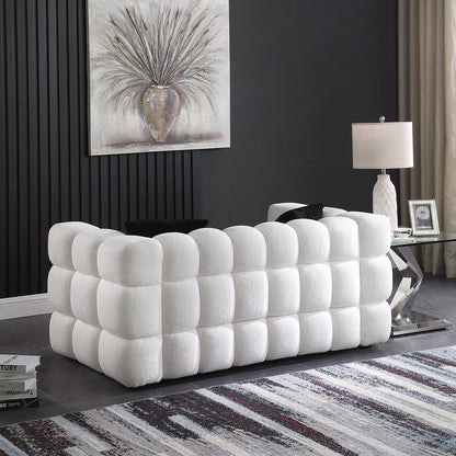 62.2length ,35.83inch  Deepth ,human Body Structure For USA People, Marshmallow Sofa,boucle Sofa ,White Color, 2 Seater
