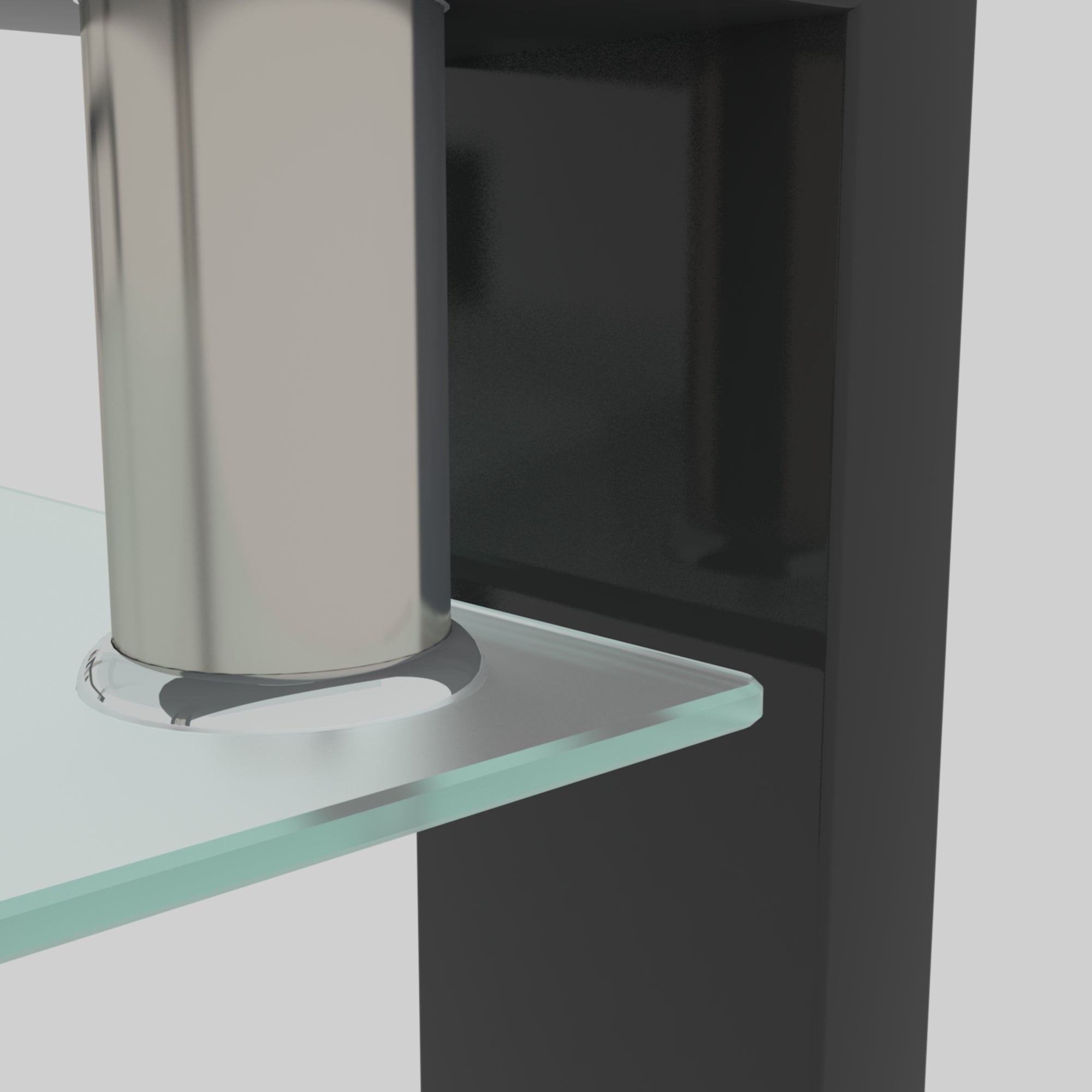 Black Glass Coffee Table Metal Frame Living Room