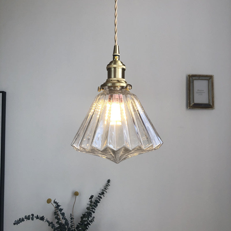 Japanese-style Brass And Glass Pendant Light