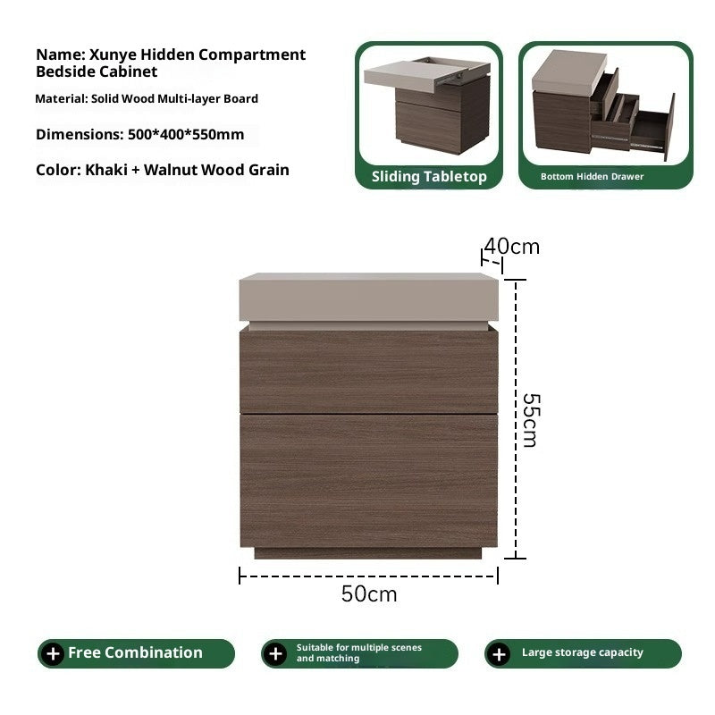 Simple Bedside Table Bedroom Multifunctional Hidden Compartment Storage Cabinet