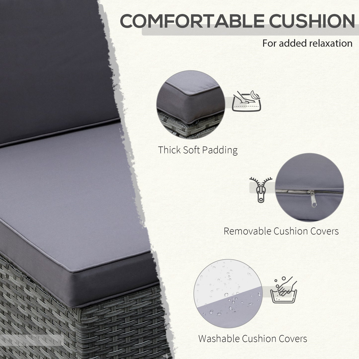 7-Piece Patio Furniture Sets PE Rattan Sectional Sofa Set Outdoor Conversation Set w/Acacia Top Coffee Table & Cushion for Garden, Backyard, Grey