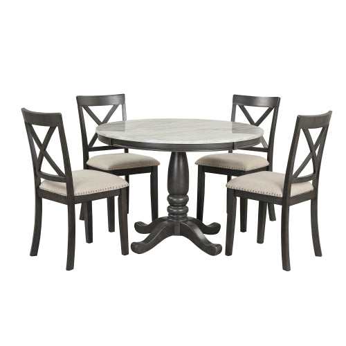Gray Solid Wood Dining Set