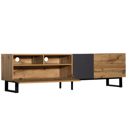 Modern TV Stand For 80'' TV With Double Storage Space, Media Console Table, Entertainment Center With Drop Down Door For Living Room