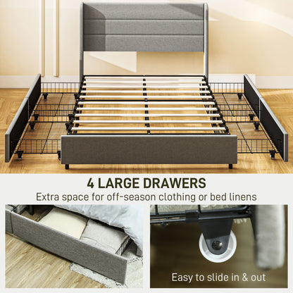 Full Bed Frame with Storage Drawers
