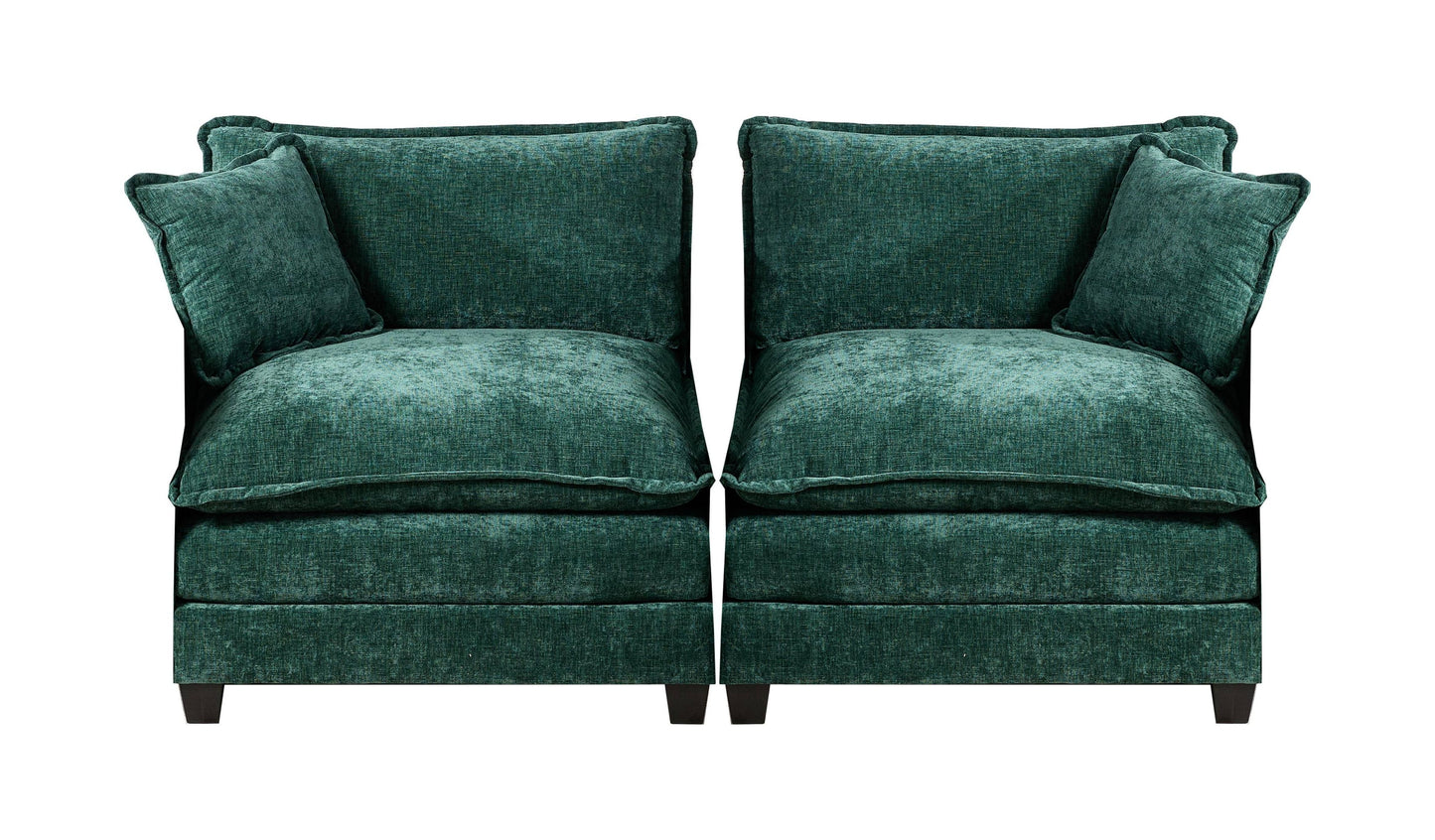 Cloud Sofa Two Seats The Cushion On The Armrest Not Included, Modern Sectional Couch, For Apartment, Comfy Double Layer Upholstered Seat Cushion, Breathable Chenille Fabric,Green,SW504AGN