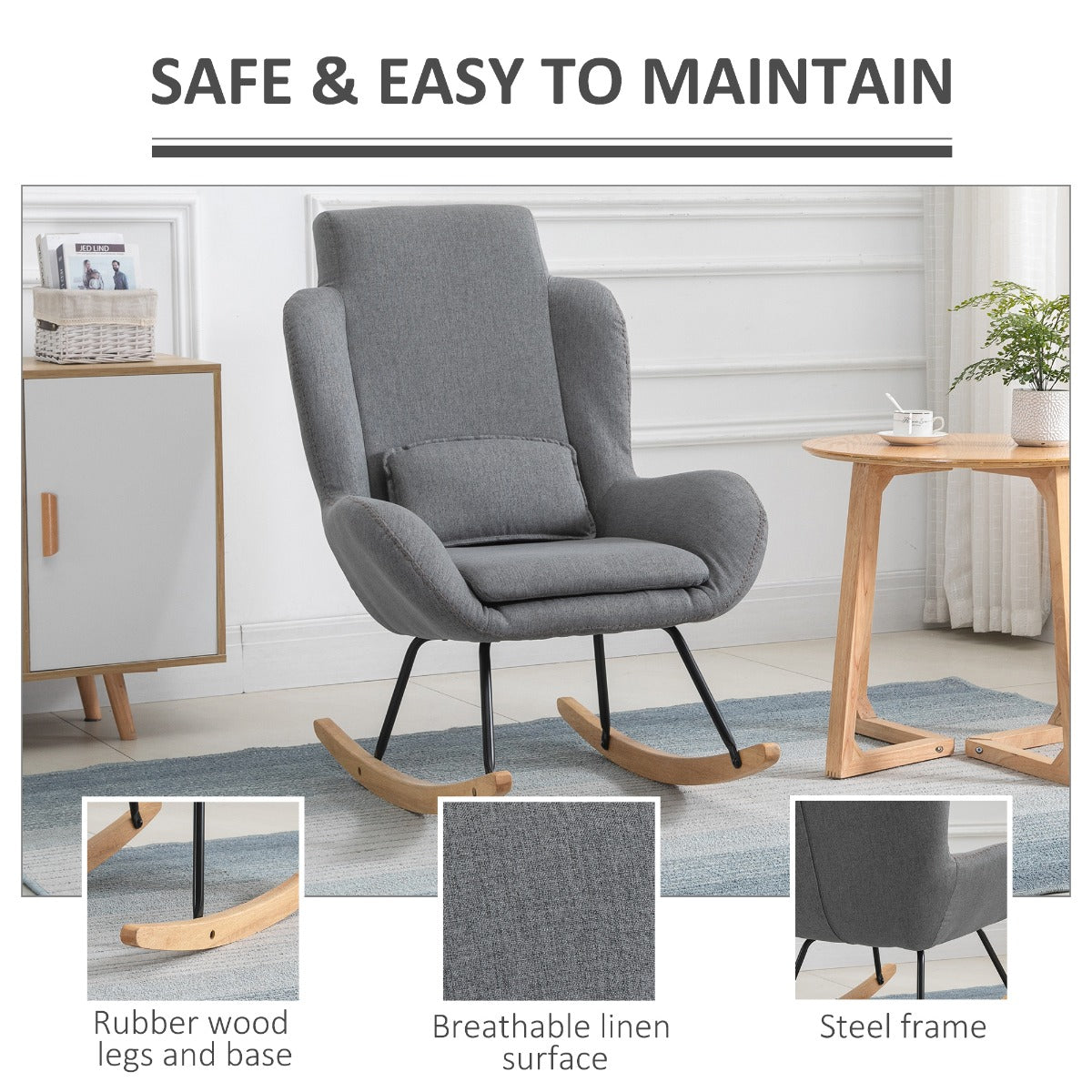 Linen Rocking Armchair