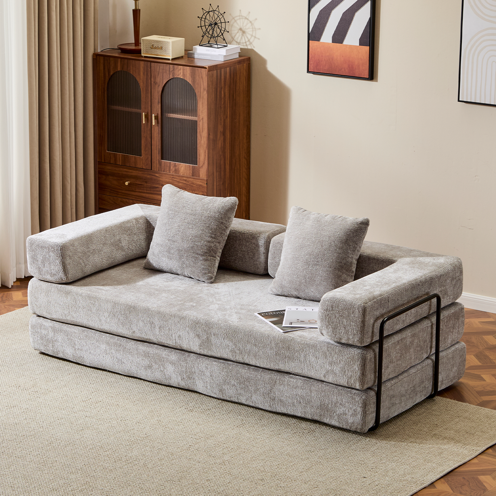 Grey Chenille Lounge Sofa