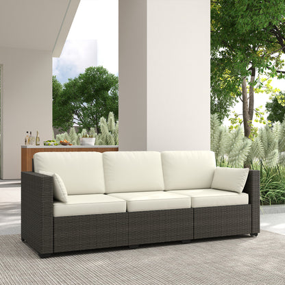 Patio Couch PE Deep Seating Outdoor Sofa with Removable Cushions