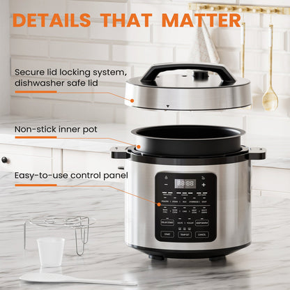 9 In 1 Electric Pressure Cooker, Warmer & Sterilizer, Saute, Slow Cooker, Rice Cooker, Multi-Functional Smart Pot - Decorbites