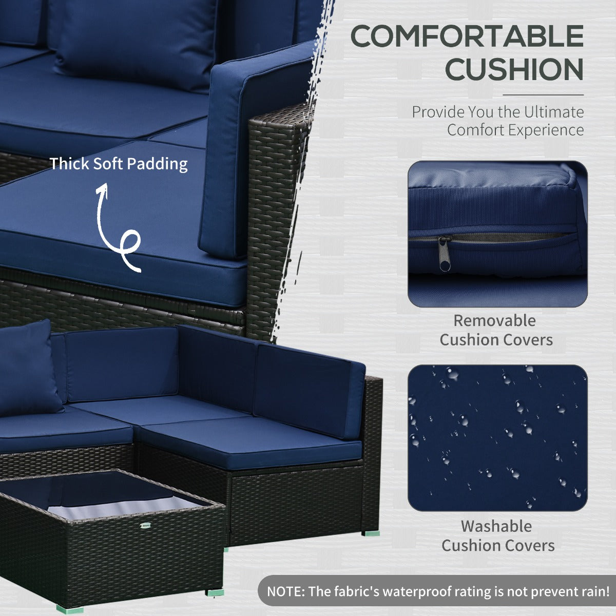 Blue Rattan Modular Sofa