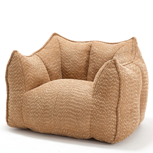 Compressed Plush Bean Bag Sofa Couch- High-Resilience Foam Filled, Ultra-Soft Boucle Lounge Chair For One Or Two People, Cozy Living Room Seating For Reading, Gaming & Relaxing, Space-Saving Vacuum