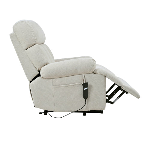 Oversized Power Lift Recliner Chair For Elderly, Electric Fabric Recliner Chair For Seniors, Home Theater Seating,Reclining Sofa Chair With Remote Control,Side Pocket ,Spacious Seat  Light Gray