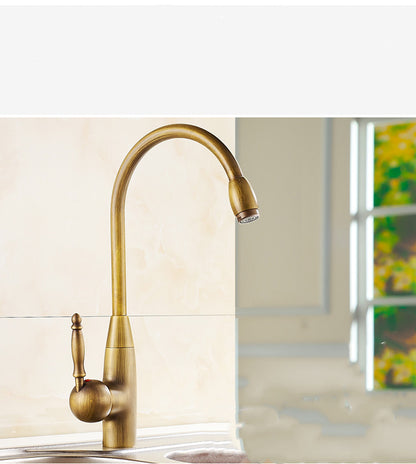 Classic Brass Kitchen Faucet – Single Handle Single Hole Mixer Tap