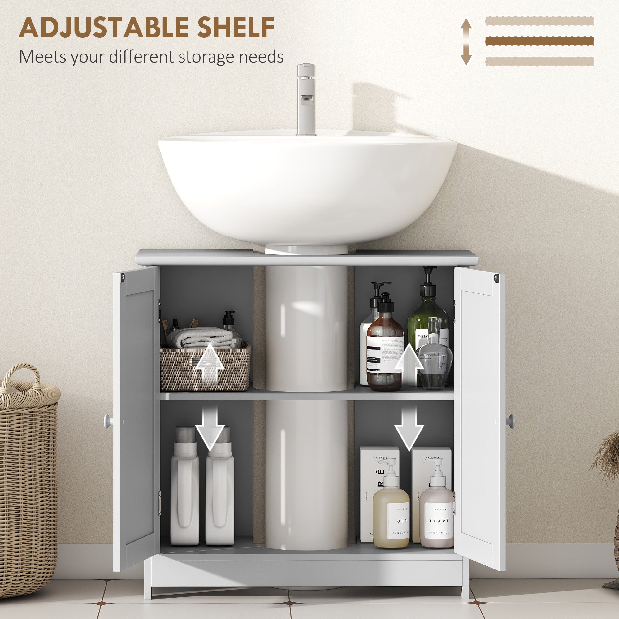 Gray Vanity Cabinet Shelf