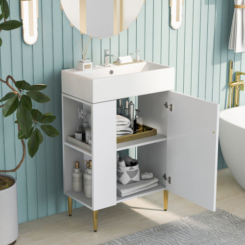 White Bathroom Vanity 21.6 Inch Stylish Storage