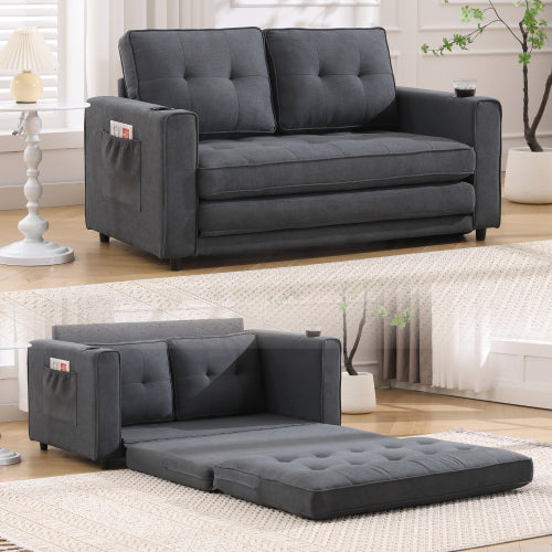 Gray Upholstered Futon Sofa
