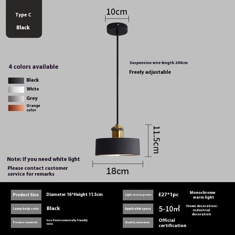 Simple Chandelier Dining Table Bar Lamp Bedroom Bedside Iron Droplight