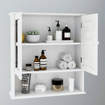 Bathroom Wall Cabinet With Doule Mirror Doors And Shelvs