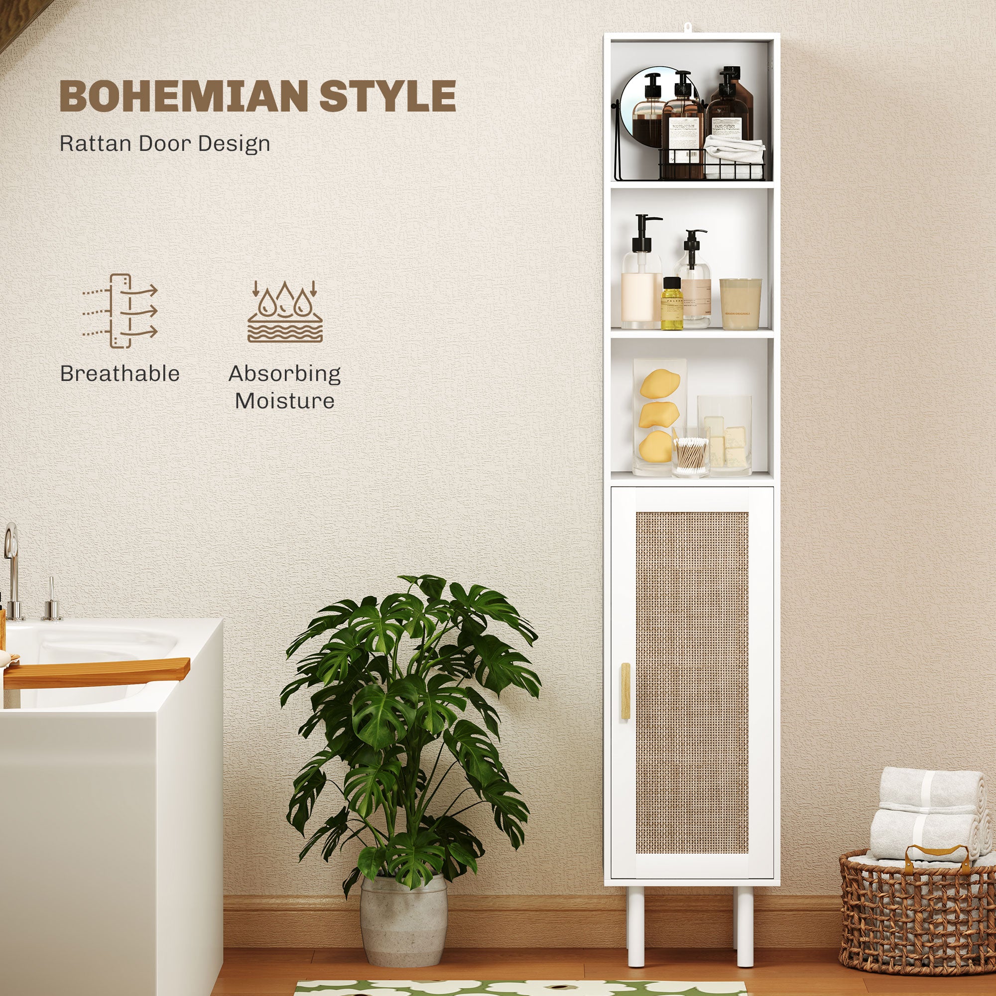 Rattan Door Bathroom Cabinet