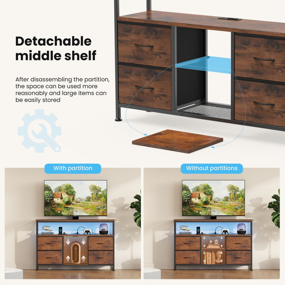 Black LED Drawer TV Stand