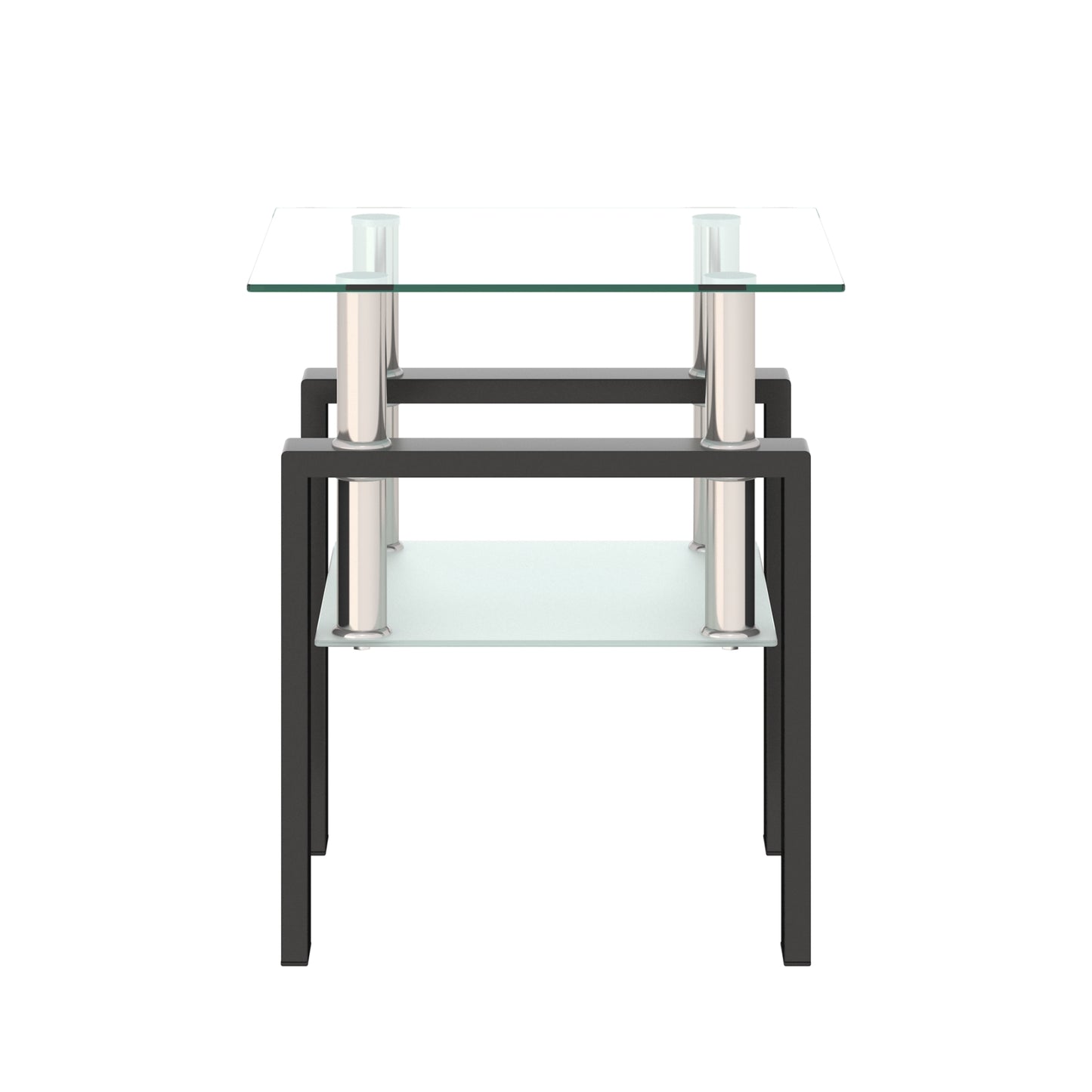 1-Piece Modern Tempered Glass Tea Coffee Table, Square For Living Room