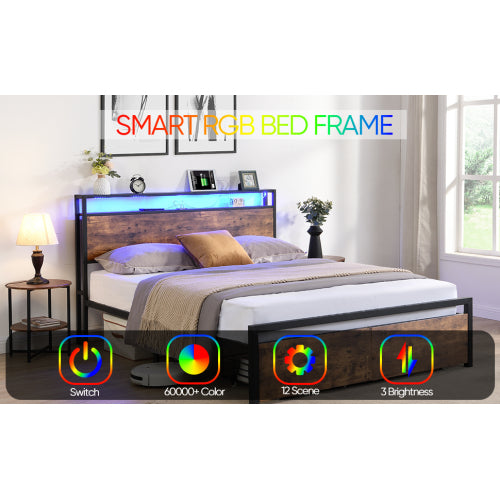 Gray LED Storage Bed