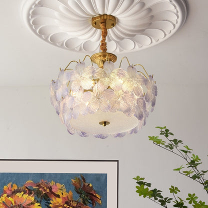 French Romantic Flower Colored Glass Lamps