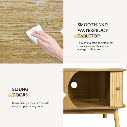 Rattan TV Stand For TVs Up To 75'', Modern Farmhouse Media Console, Entertainment Center With Solid Wood Legs, TV Cabinet For Living Room,Home Theatre