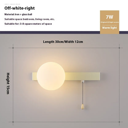 Bedroom Pull Switch Bedside Wall Lamp Children's Room Warm Wall Lamp