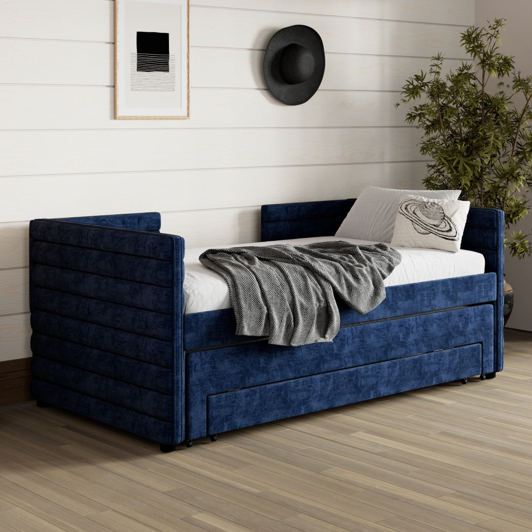 Beige Chenille Daybed Trundle