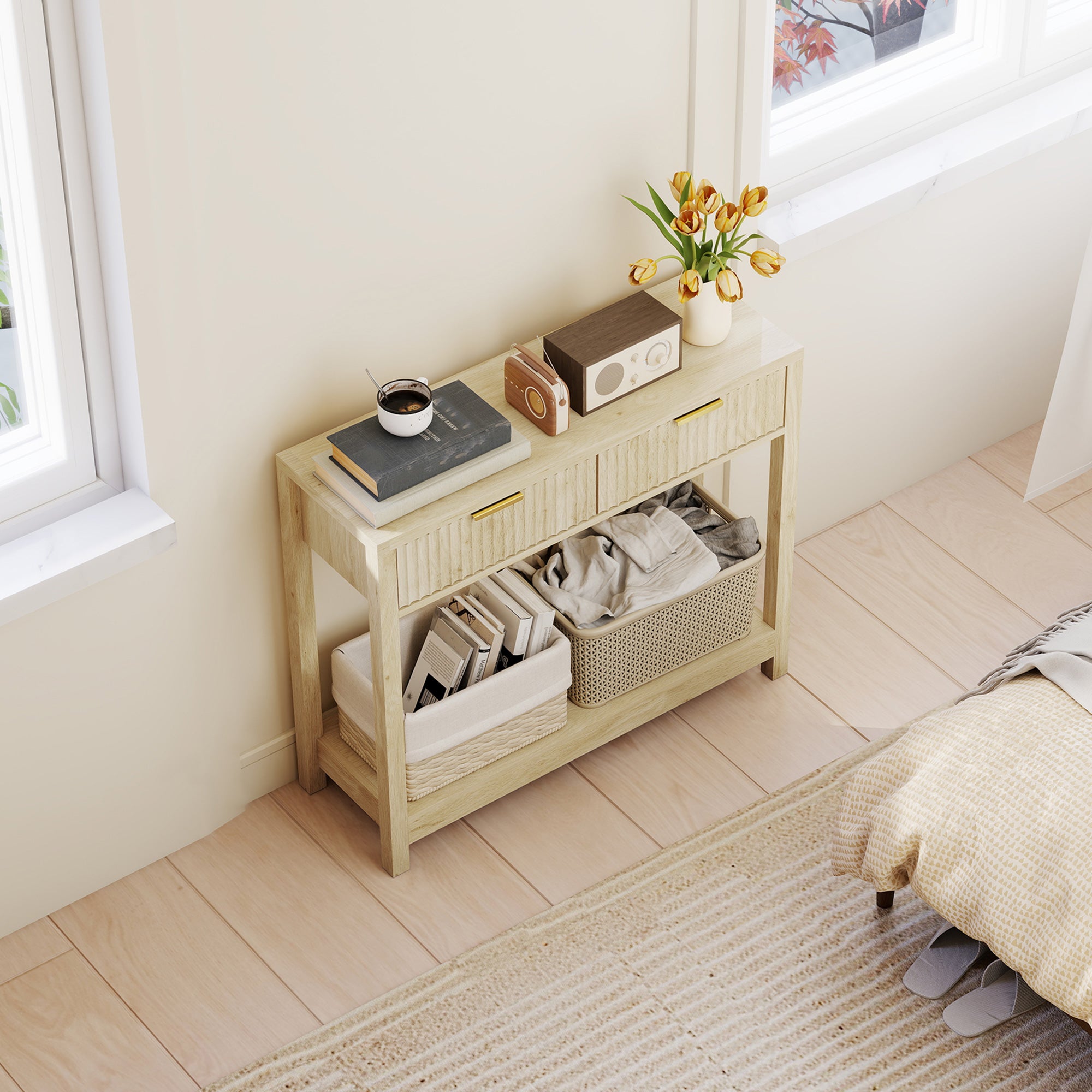 Natural Wood Console Table