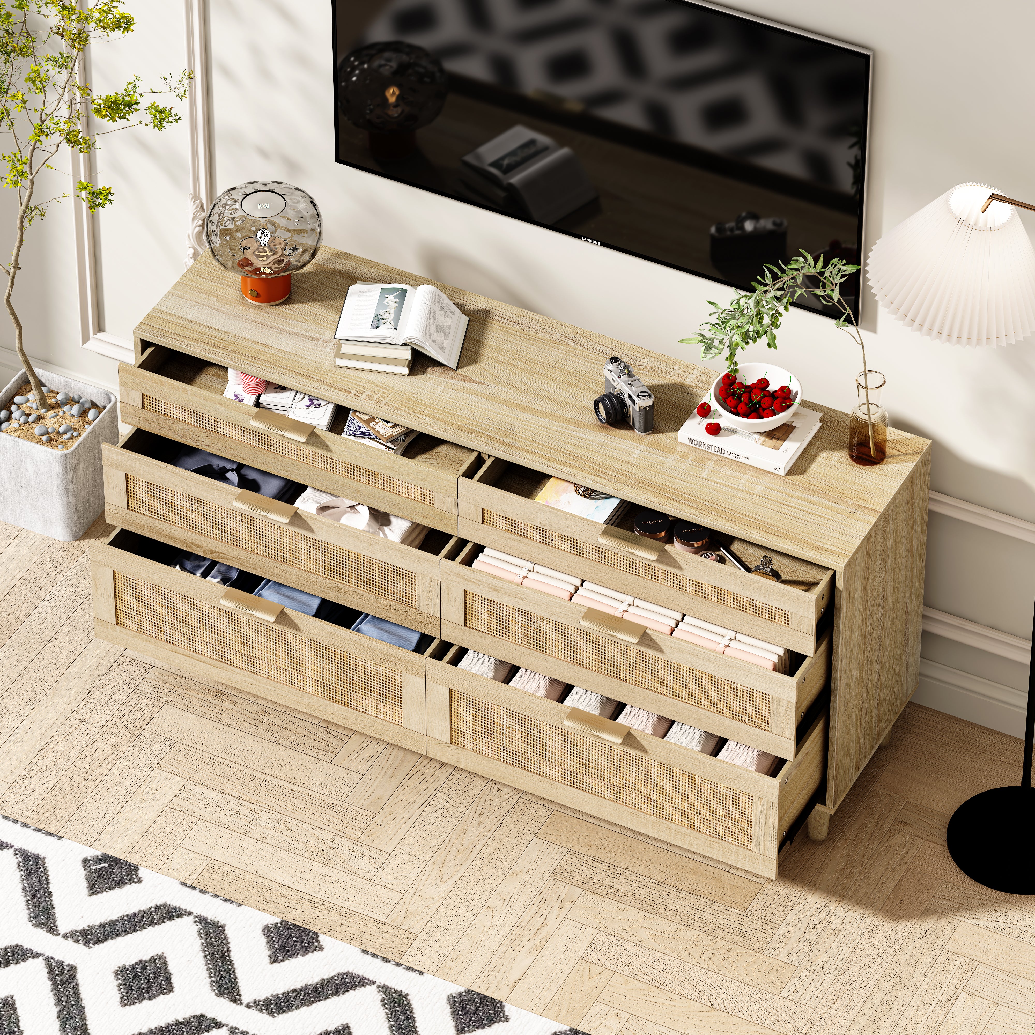 Natural Rattan Dresser