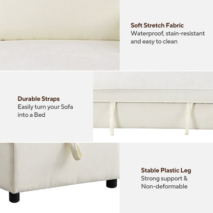 USTYLE Upholstery Sleeper Sectional Sofa With Storage Space, USB Port, 2 Cup Holders On Back Cushions