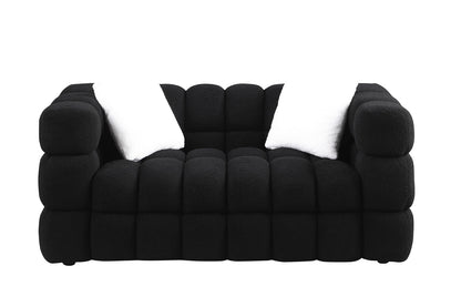 62.2length ,35.83inch Deepth ,human Body Structure For USA People, Marshmallow Sofa,boucle Sofa ,BLACK Color, 2 Seater